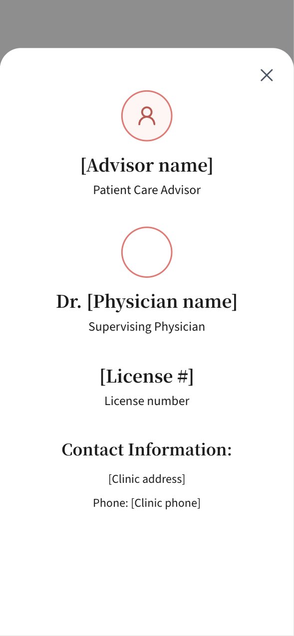 Care team details with supervising physician and license number