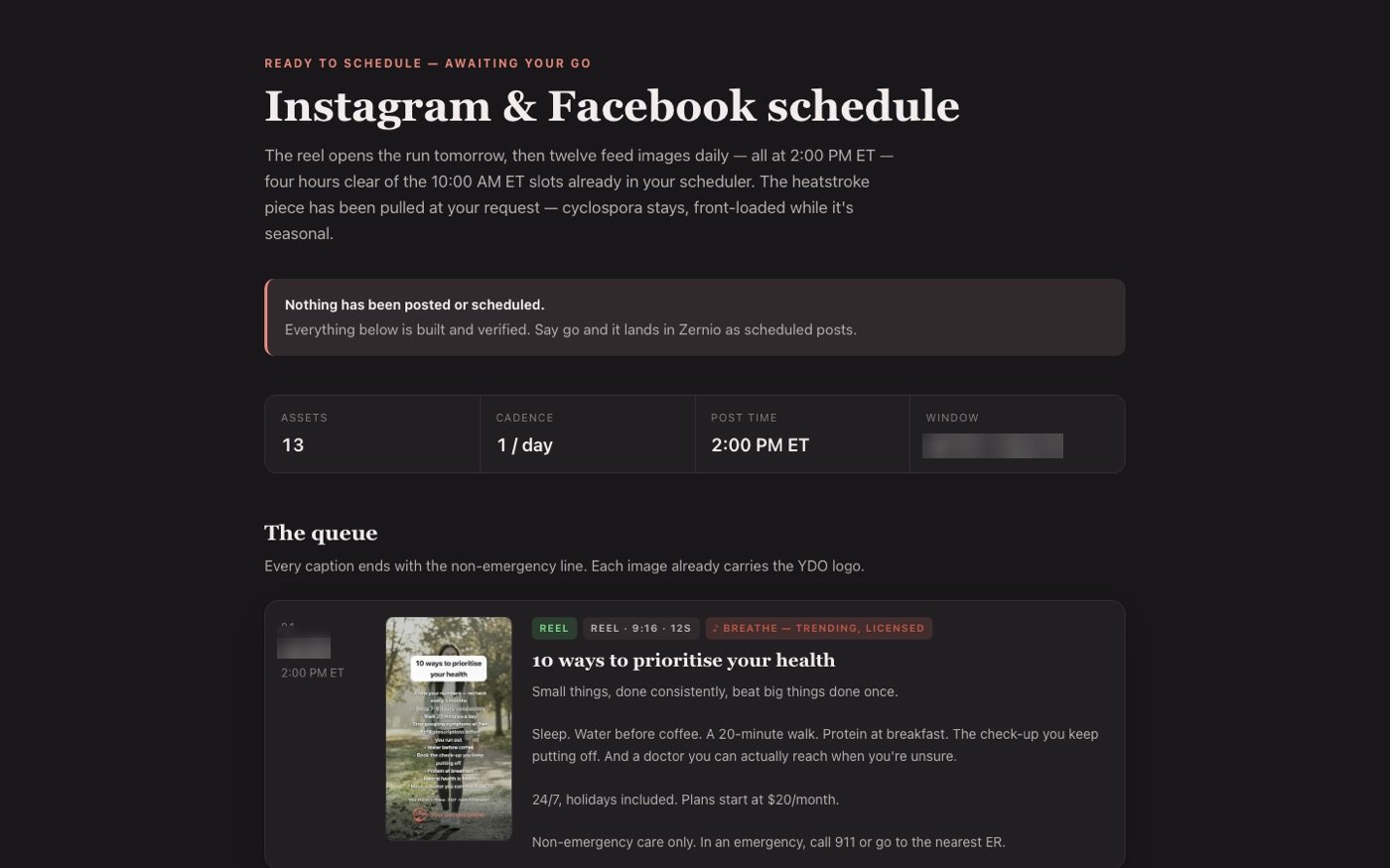 YDO social schedule for approval page